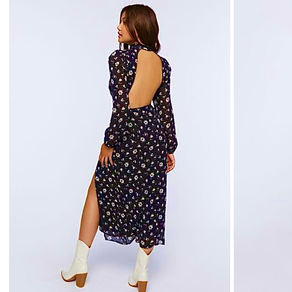 Floral Open-Back Midi Dress